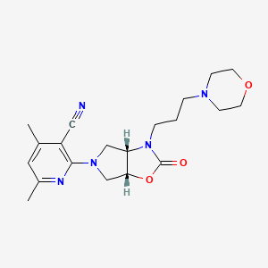 molecular formula C20H27N5O3 B5458889 4,6-dimethyl-2-[(3aS*,6aR*)-3-(3-morpholin-4-ylpropyl)-2-oxohexahydro-5H-pyrrolo[3,4-d][1,3]oxazol-5-yl]nicotinonitrile 