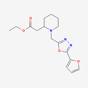 ethyl (1-{[5-(2-furyl)-1,3,4-oxadiazol-2-yl]methyl}-2-piperidinyl)acetate