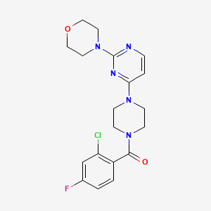 molecular formula C19H21ClFN5O2 B5458908 4-{4-[4-(2-chloro-4-fluorobenzoyl)-1-piperazinyl]-2-pyrimidinyl}morpholine 