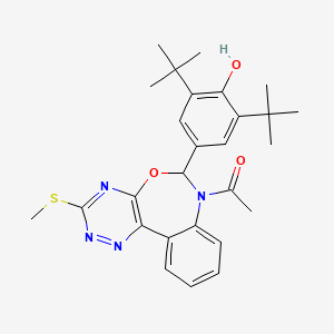 molecular formula C27H32N4O3S B5458936 4-[7-acetyl-3-(methylthio)-6,7-dihydro[1,2,4]triazino[5,6-d][3,1]benzoxazepin-6-yl]-2,6-di-tert-butylphenol 