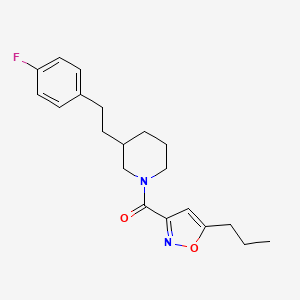 molecular formula C20H25FN2O2 B5458941 3-[2-(4-fluorophenyl)ethyl]-1-[(5-propyl-3-isoxazolyl)carbonyl]piperidine 