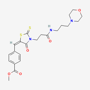 molecular formula C22H27N3O5S2 B5458971 methyl 4-{[3-(3-{[3-(4-morpholinyl)propyl]amino}-3-oxopropyl)-4-oxo-2-thioxo-1,3-thiazolidin-5-ylidene]methyl}benzoate 