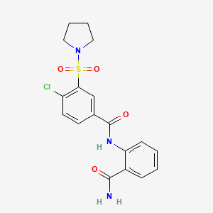 molecular formula C18H18ClN3O4S B5459056 N-[2-(aminocarbonyl)phenyl]-4-chloro-3-(1-pyrrolidinylsulfonyl)benzamide 