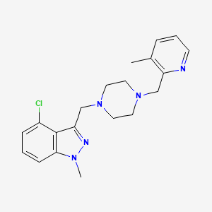 molecular formula C20H24ClN5 B5459132 4-chloro-1-methyl-3-({4-[(3-methyl-2-pyridinyl)methyl]-1-piperazinyl}methyl)-1H-indazole 