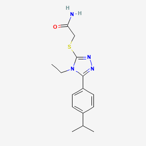 molecular formula C15H20N4OS B5459194 2-{[4-ethyl-5-(4-isopropylphenyl)-4H-1,2,4-triazol-3-yl]thio}acetamide 