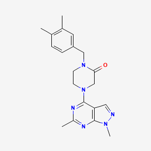 molecular formula C20H24N6O B5459216 1-(3,4-dimethylbenzyl)-4-(1,6-dimethyl-1H-pyrazolo[3,4-d]pyrimidin-4-yl)-2-piperazinone 