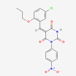 molecular formula C20H16ClN3O6 B5459227 5-(5-chloro-2-propoxybenzylidene)-1-(4-nitrophenyl)-2,4,6(1H,3H,5H)-pyrimidinetrione 