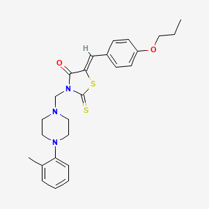 molecular formula C25H29N3O2S2 B5459235 3-{[4-(2-methylphenyl)-1-piperazinyl]methyl}-5-(4-propoxybenzylidene)-2-thioxo-1,3-thiazolidin-4-one 