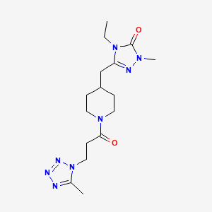 molecular formula C16H26N8O2 B5459245 4-ethyl-2-methyl-5-({1-[3-(5-methyl-1H-tetrazol-1-yl)propanoyl]piperidin-4-yl}methyl)-2,4-dihydro-3H-1,2,4-triazol-3-one 