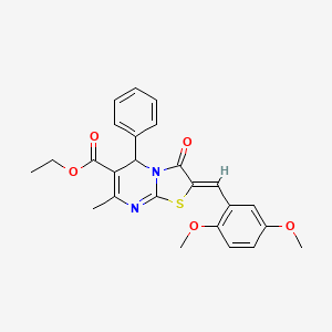 ethyl 2-(2,5-dimethoxybenzylidene)-7-methyl-3-oxo-5-phenyl-2,3-dihydro-5H-[1,3]thiazolo[3,2-a]pyrimidine-6-carboxylate