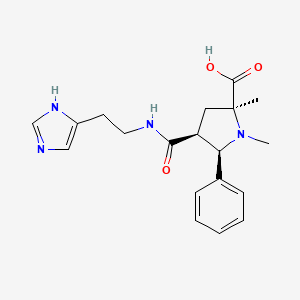 molecular formula C19H24N4O3 B5459265 (2S*,4S*,5R*)-4-({[2-(1H-imidazol-4-yl)ethyl]amino}carbonyl)-1,2-dimethyl-5-phenylpyrrolidine-2-carboxylic acid 