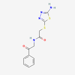 molecular formula C12H12N4O2S2 B5459298 2-[(5-amino-1,3,4-thiadiazol-2-yl)thio]-N-(2-oxo-2-phenylethyl)acetamide CAS No. 339061-03-9