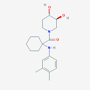 molecular formula C20H30N2O3 B5459306 (3S*,4S*)-1-({1-[(3,4-dimethylphenyl)amino]cyclohexyl}carbonyl)piperidine-3,4-diol 