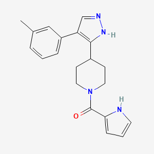 molecular formula C20H22N4O B5459414 4-[4-(3-methylphenyl)-1H-pyrazol-5-yl]-1-(1H-pyrrol-2-ylcarbonyl)piperidine 