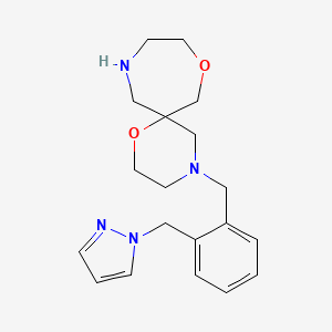 molecular formula C19H26N4O2 B5459453 4-[2-(1H-pyrazol-1-ylmethyl)benzyl]-1,8-dioxa-4,11-diazaspiro[5.6]dodecane 