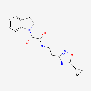 molecular formula C18H20N4O3 B5459488 N-[2-(5-cyclopropyl-1,2,4-oxadiazol-3-yl)ethyl]-2-(2,3-dihydro-1H-indol-1-yl)-N-methyl-2-oxoacetamide 