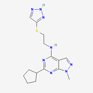molecular formula C15H20N8S B5459516 6-cyclopentyl-1-methyl-N-[2-(1H-1,2,3-triazol-5-ylthio)ethyl]-1H-pyrazolo[3,4-d]pyrimidin-4-amine 