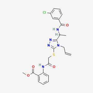 molecular formula C24H24ClN5O4S B5459539 methyl 2-({[(4-allyl-5-{1-[(3-chlorobenzoyl)amino]ethyl}-4H-1,2,4-triazol-3-yl)thio]acetyl}amino)benzoate 