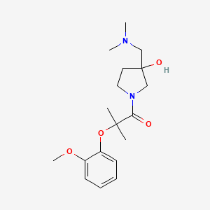 molecular formula C18H28N2O4 B5459597 3-[(dimethylamino)methyl]-1-[2-(2-methoxyphenoxy)-2-methylpropanoyl]-3-pyrrolidinol 