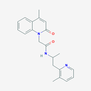 molecular formula C21H23N3O2 B5459636 N-[1-methyl-2-(3-methylpyridin-2-yl)ethyl]-2-(4-methyl-2-oxoquinolin-1(2H)-yl)acetamide 