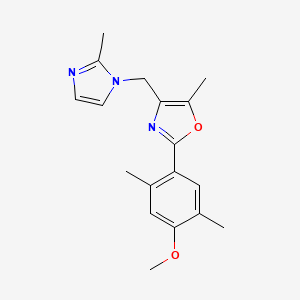 molecular formula C18H21N3O2 B5459646 2-(4-methoxy-2,5-dimethylphenyl)-5-methyl-4-[(2-methyl-1H-imidazol-1-yl)methyl]-1,3-oxazole 