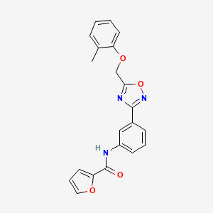molecular formula C21H17N3O4 B5459663 N-(3-{5-[(2-methylphenoxy)methyl]-1,2,4-oxadiazol-3-yl}phenyl)-2-furamide 