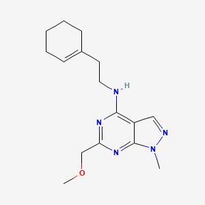 molecular formula C16H23N5O B5459670 N-[2-(1-cyclohexen-1-yl)ethyl]-6-(methoxymethyl)-1-methyl-1H-pyrazolo[3,4-d]pyrimidin-4-amine 