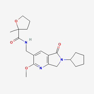 molecular formula C20H27N3O4 B5459701 N-[(6-cyclopentyl-2-methoxy-5-oxo-6,7-dihydro-5H-pyrrolo[3,4-b]pyridin-3-yl)methyl]-2-methyltetrahydrofuran-2-carboxamide 