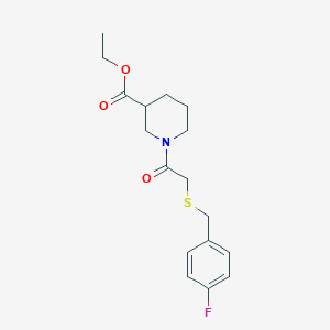 molecular formula C17H22FNO3S B5459705 ethyl 1-{[(4-fluorobenzyl)thio]acetyl}-3-piperidinecarboxylate 