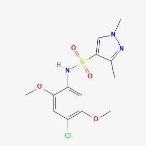 molecular formula C13H16ClN3O4S B5459743 N-(4-chloro-2,5-dimethoxyphenyl)-1,3-dimethyl-1H-pyrazole-4-sulfonamide 