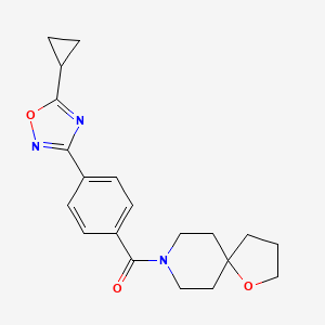 molecular formula C20H23N3O3 B5459749 8-[4-(5-cyclopropyl-1,2,4-oxadiazol-3-yl)benzoyl]-1-oxa-8-azaspiro[4.5]decane 