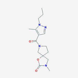 molecular formula C15H22N4O3 B5459752 3-methyl-7-[(5-methyl-1-propyl-1H-pyrazol-4-yl)carbonyl]-1-oxa-3,7-diazaspiro[4.4]nonan-2-one 