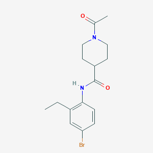 molecular formula C16H21BrN2O2 B5459811 1-acetyl-N-(4-bromo-2-ethylphenyl)-4-piperidinecarboxamide 