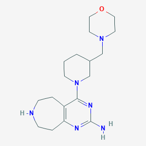 molecular formula C18H30N6O B5459824 4-[3-(4-morpholinylmethyl)-1-piperidinyl]-6,7,8,9-tetrahydro-5H-pyrimido[4,5-d]azepin-2-amine dihydrochloride 
