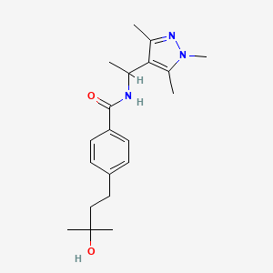 molecular formula C20H29N3O2 B5459834 4-(3-hydroxy-3-methylbutyl)-N-[1-(1,3,5-trimethyl-1H-pyrazol-4-yl)ethyl]benzamide 