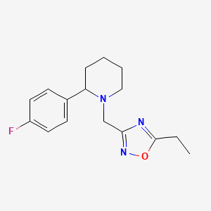 molecular formula C16H20FN3O B5459875 1-[(5-ethyl-1,2,4-oxadiazol-3-yl)methyl]-2-(4-fluorophenyl)piperidine 