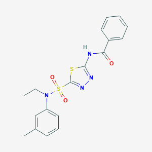 molecular formula C18H18N4O3S2 B545995 N-(5-{[乙基(3-甲基苯基)氨基]磺酰基}-1,3,4-噻二唑-2-基)苯甲酰胺 