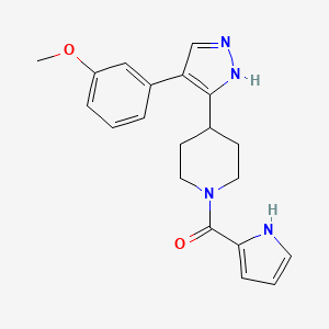 molecular formula C20H22N4O2 B5459970 4-[4-(3-methoxyphenyl)-1H-pyrazol-5-yl]-1-(1H-pyrrol-2-ylcarbonyl)piperidine 