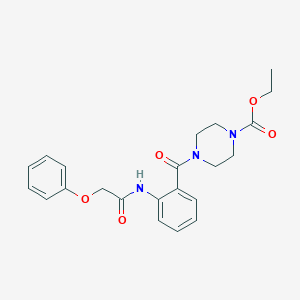 molecular formula C22H25N3O5 B5459990 ethyl 4-{2-[(phenoxyacetyl)amino]benzoyl}-1-piperazinecarboxylate 