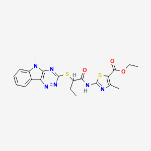 ethyl 4-methyl-2-({2-[(5-methyl-5H-[1,2,4]triazino[5,6-b]indol-3-yl)thio]butanoyl}amino)-1,3-thiazole-5-carboxylate