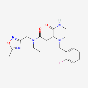 N-ethyl-2-[1-(2-fluorobenzyl)-3-oxo-2-piperazinyl]-N-[(5-methyl-1,2,4-oxadiazol-3-yl)methyl]acetamide