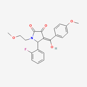 molecular formula C21H20FNO5 B5460092 5-(2-fluorophenyl)-3-hydroxy-4-(4-methoxybenzoyl)-1-(2-methoxyethyl)-1,5-dihydro-2H-pyrrol-2-one 