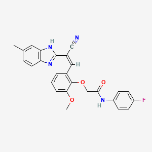 molecular formula C26H21FN4O3 B5460126 2-{2-[2-cyano-2-(5-methyl-1H-benzimidazol-2-yl)vinyl]-6-methoxyphenoxy}-N-(4-fluorophenyl)acetamide 
