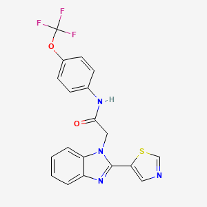 molecular formula C19H13F3N4O2S B5460138 2-[2-(1,3-thiazol-5-yl)-1H-benzimidazol-1-yl]-N-[4-(trifluoromethoxy)phenyl]acetamide 