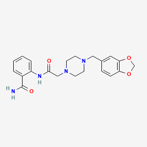 molecular formula C21H24N4O4 B5460195 2-({[4-(1,3-benzodioxol-5-ylmethyl)-1-piperazinyl]acetyl}amino)benzamide 