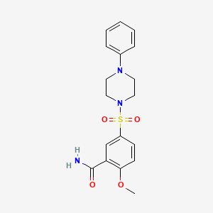 molecular formula C18H21N3O4S B5460204 2-methoxy-5-[(4-phenyl-1-piperazinyl)sulfonyl]benzamide 