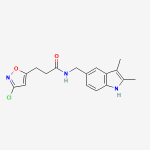 molecular formula C17H18ClN3O2 B5460217 3-(3-chloroisoxazol-5-yl)-N-[(2,3-dimethyl-1H-indol-5-yl)methyl]propanamide 