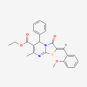 molecular formula C24H22N2O4S B5460235 ethyl 2-(2-methoxybenzylidene)-7-methyl-3-oxo-5-phenyl-2,3-dihydro-5H-[1,3]thiazolo[3,2-a]pyrimidine-6-carboxylate 