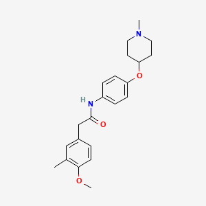 molecular formula C22H28N2O3 B5460285 2-(4-methoxy-3-methylphenyl)-N-{4-[(1-methyl-4-piperidinyl)oxy]phenyl}acetamide 