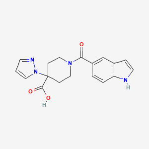 molecular formula C18H18N4O3 B5460289 1-(1H-indol-5-ylcarbonyl)-4-(1H-pyrazol-1-yl)piperidine-4-carboxylic acid 